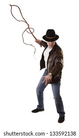 Adventurer Treasure Hunter Is Swinging With Bull Whip