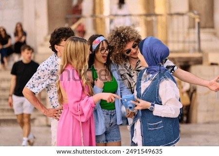 Adventurous Capture: Group of Tourists Exploring Iconic Landmarks