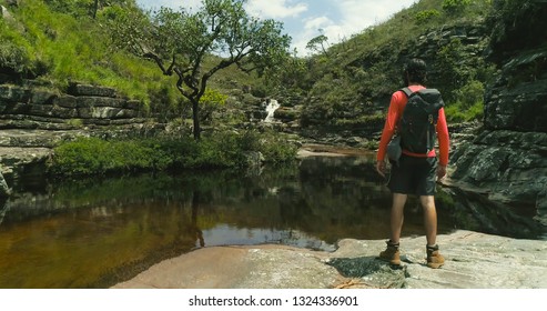 Adventurous man exploring nature