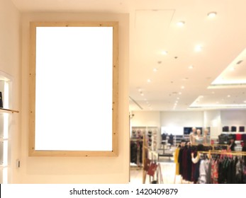 Advertisement Space Mock Up Inside A  Retail Store At A Shopping Mall. This Is Ideal For Digital Signage, Large Poster And Video Wall Ads