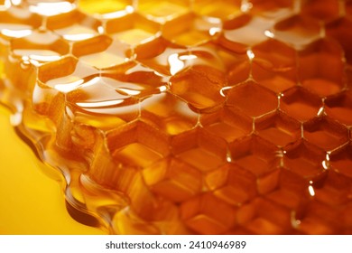 Advertising photo of honey with wax on glass. - Powered by Shutterstock