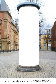 advertising pillar in a city with free copy space, advertising mockup
