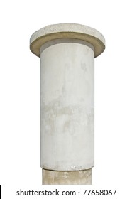 Advertising pillar, weathered aged grunge light grey concrete ad pole, isolated empty blank copyspace, rustic background