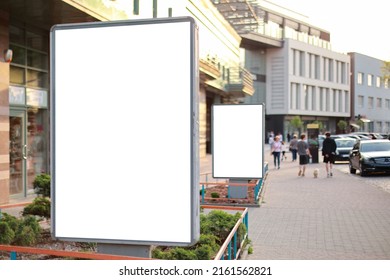 Advertising space under the poster. Lightposter citylight layout of a small billboard in the city near the roadway. white space for advertising