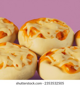 Advertising - testimonial photo of pizza buns full of cheese