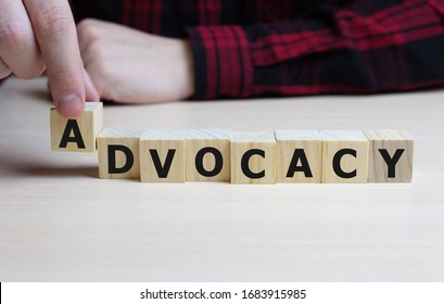 ADVOCACY Word Made With Building Blocks, Business Concept