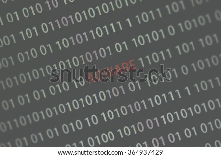 'Adware' word in the middle of the computer screen surrounded by numbers zero and one. Image is taken in a small angle. Image has a vintage effect applied.