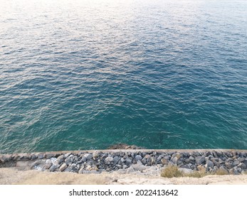 Aegean Sea Saw From A Tall Stone Wall