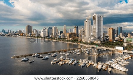 Aeirial view of Manila. It is the capital of the Philippines, is a densely populated bayside city on the island of Luzon