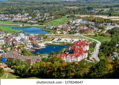 Aereal view of Blue Mountain resort and village during the autumn in Collingwood, Ontario
