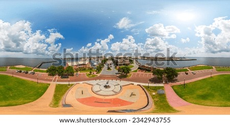Aerial 360 drone image Plaza De Luna Memorial Monument Pensacola Florida