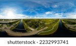Aerial 360 equirectangular image of Markham Park Sunrise Florida USA