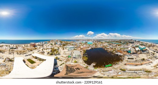 Aerial 360 Spherical Photo Fort Myers Beach Destruction Aftermath Hurricane Ian 2022