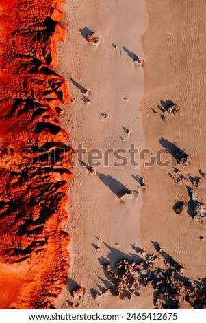 Aerial Abstract Birdseye View of Red Rock Formation James Price Point Broome Kimberley Western Australia
