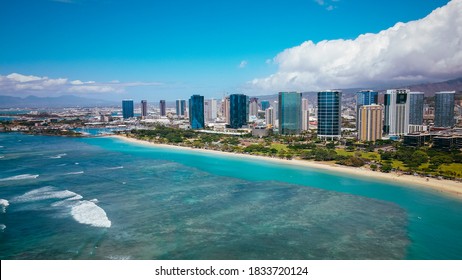 Aerial Ala Moana Beach Park,Honolulu, Oahu, Hawaii