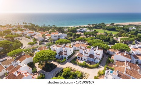 Aerial, aldeia Vale de Lobo, Algarve, Portugal on a sunny day. An ideal city in Europe to spend your holidays. - Shutterstock ID 1765939109