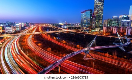 Aerial Angle Rush Hour Traffic Fast Moving Hyper Lapse At Night Overhead Of Busy Intersection Traffic At Night Moving Fast Light Road Lane Effect Line Light Cg