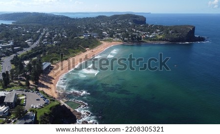 Aerial Avalon beach, Sydney, New South Wales, Attraction Tourism Australia. Drone view. Australian beach. 