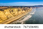 Aerial of beach in Blacks Beach, San Diego, California.