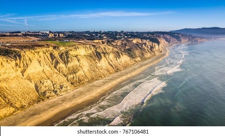 Aerial Of Beach In Blacks Beach, San Diego, California.