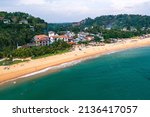 Aerial. Beach view in Unawatuna, Sri Lanka.