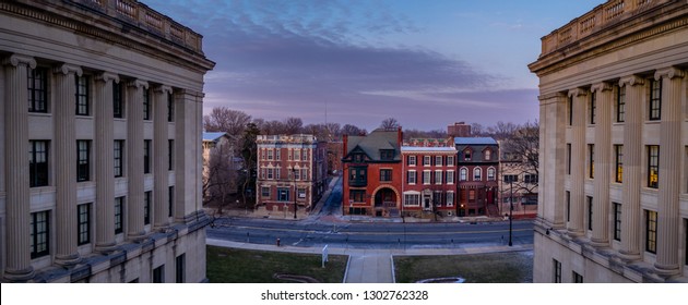 Aerial of Beautiful Sunset in Trenton New Jersey