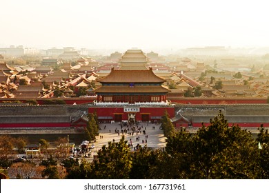An aerial bird view of the Forbidden City. 