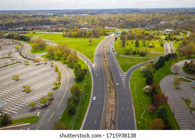 Aerial Of Bridgewater New Jersey During Pandmic Coronavirus