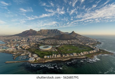 Aerial Cape Town and Stadium Table Mountain 