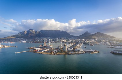 Aerial Cape Town Views of Harbour, City & Tablemountain