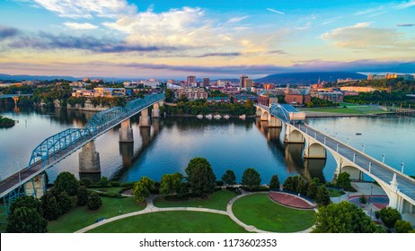 Aerial of Chattanooga Tennessee TN Skyline