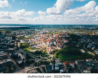 Aerial City Downtown Of Tallin Estonia