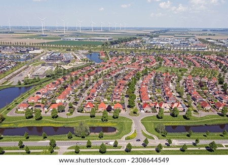 Aerial from the city Dronten in Flevoland the Netherlands