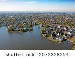 Aerial from the city Joure in Friesland the Netherlands