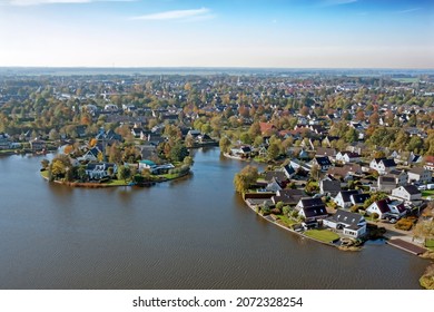 Aerial from the city Joure in Friesland the Netherlands