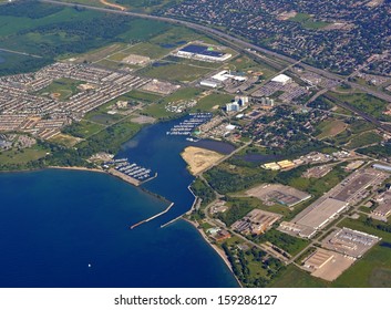 Aerial City View Of The Windsor Bay Area In Oshawa Ontario Canada