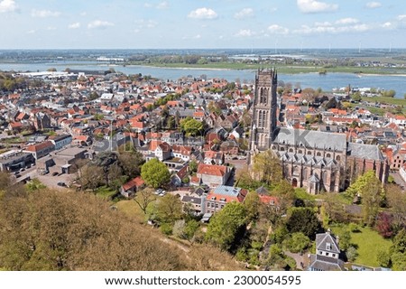 Aerial from the city Zaltbommel with the St. Martin church in the Netherlands Stock photo © 