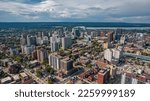 An aerial cityscape of Hamilton, Ontario