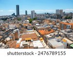 Aerial cityscape showcasing urban landscape of Nicosia, capital of Cyprus