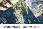 Aerial cityscape view of San Francisco.   Union square Top View