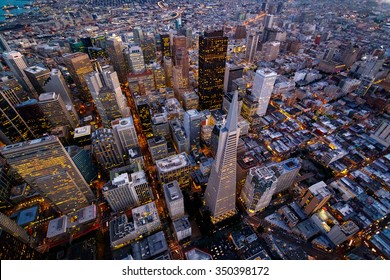 Aerial cityscape view of San Francisco, California, USA - Shutterstock ID 350398172