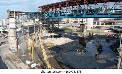 Aerial Close Up Of Image Of Joe Louis Arena Interior Tear Down