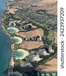 Aerial coastal view of Ko Olina resorts and hotel on the west side of Oahu Island, Hawaii