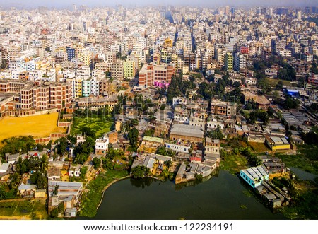 Aerial of Dhaka, the Capital of Bangladesh