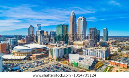 Aerial of Downtown Charlotte, North Carolina, USA