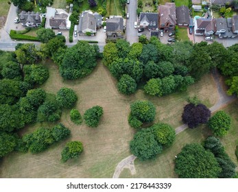 Aerial Downward Shot Of Beautiful Houses With A Nature Backdrop In Hoddesdon UK