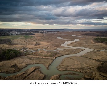 Aerial Of Dramatic Landscape Of Old Bridge New Jersey