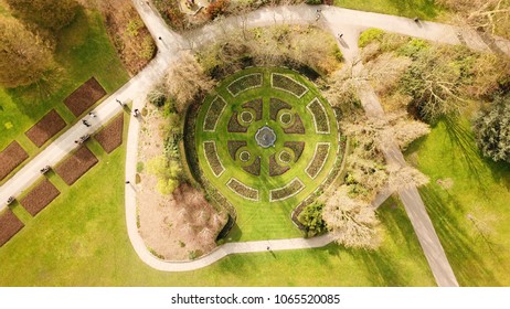 Aerial Drone Bird's Eye View Photo Of Iconic Regent's Park Unique Nature And Symetry Of Queen Mary's Rose Gardens As Seen From Above, London, United Kingdom