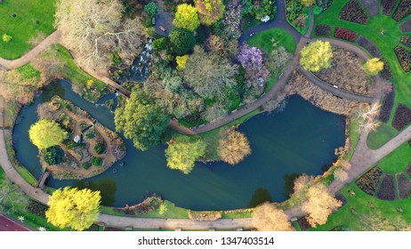 Aerial Drone Bird's Eye View Photo Of Famous Regent's Royal Park Unique Nature And Symetry Of Queen Mary's Rose Gardens As Seen From Above, London, United Kingdom