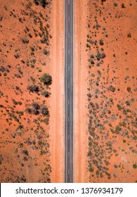 Aerial Drone Bird's Eye View On A Scenic Highway In The Outback Of South Australia